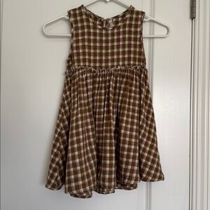 Rylee + Cru | 6-7Y | Brown and Cream Plaid Sleeveless Dress